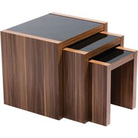 Sirius Wooden Nest Of 3 Tables In Walnut And Black High Gloss