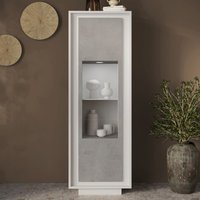 Skokie Wooden Display Cabinet In Matt White And Cement With LED