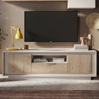 Skokie Wooden TV Stand 2 Doors 1 Drawer In Cashmere And Cadiz