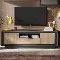 Skokie Wooden TV Stand 2 Doors 1 Drawer In Lava And Cadiz