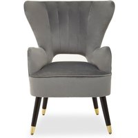 Sloane Velvet Upholstered Armchair In Grey