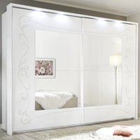 Solar Wooden Wardrobe With Mirror In Serigraphed White And LED