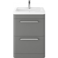 Solaria 60cm Vanity Unit With Ceramic Basin In Cool Grey Solaria 60cm Vanity Unit With Ceramic Basin In Cool Grey