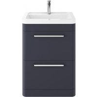 Solaria 60cm Vanity Unit With Ceramic Basin In Indigo Blue Solaria 60cm Vanity Unit With Ceramic Basin In Indigo Blue