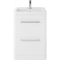 Solaria 60cm Vanity Unit With Ceramic Basin In Pure White Solaria 60cm Vanity Unit With Ceramic Basin In Pure White