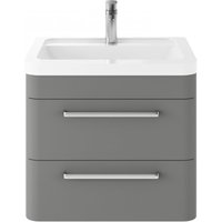 Solaria 60cm Wall Vanity With Ceramic Basin In Cool Grey Solaria 60cm Wall Vanity With Ceramic Basin In Cool Grey