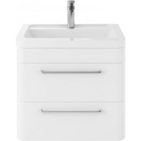 Solaria 60cm Wall Vanity With Ceramic Basin In Pure White Solaria 60cm Wall Vanity With Ceramic Basin In Pure White