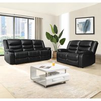 Sorreno 3+2 Bonded Leather Recliner Sofa Set In Black