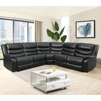 Sorreno Bonded Leather Recliner Corner Sofa In Black