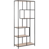 Sparks Wooden Bookcase With 5 Shelves In Sonoma Oak And Black