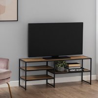 Sparks Wooden TV Stand With 3 Shelves In Oak And Black
