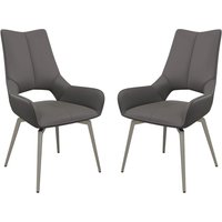 Spindale Grey Faux Leather Dining Chairs In Pair