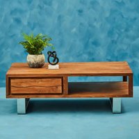 Spooner Wooden Coffee Table With 1 Drawer In Brown