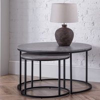 Salome Nesting Round Metal Coffee Tables In Concrete Effect