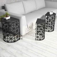 Stil Black Marble Effect Nesting Side Tables with Metal Base