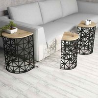 Stil Oak Wooden Nesting Side Tables with Black Metal Base
