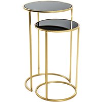 Stockton Round Glass Set Of 2 Side Tables In Black And Gold