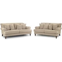 Summerfield Fabric 3+2 Seater Sofa Set In Beige