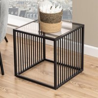 Surf Smoked Glass Side Table With Matt Black Frame