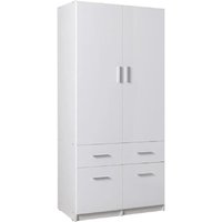 Swift High Gloss Wardrobe With 2 Doors 4 Drawers In White
