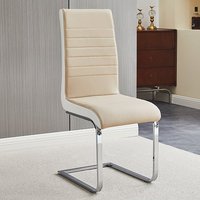 Symphony Faux Leather Dining Chair In Taupe And White
