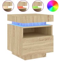 Syracuse Wooden Bedside Cabinet With 1 Drawer And LED - Sonoma Oak
