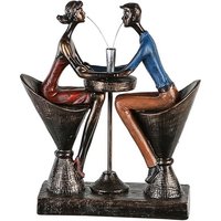 Table For Two Poly Sculpture In Antique Bronze And Multicolor