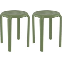 Tacoma Olive Green 45cm Polypropylene Stools In Pair
