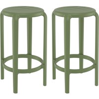 Tacoma Olive Green 75cm Polypropylene Stools In Pair