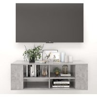Taisa Wooden Wall Hung TV Stand With Shelves In Concrete Effect