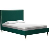 Tamper Velvet Double Bed In Green