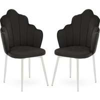 Tania Black Velvet Dining Chairs With Chrome Legs In A Pair