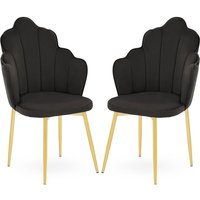 Tania Black Velvet Dining Chairs With Gold Legs In A Pair