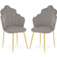 Tania Grey Velvet Dining Chairs With Gold Legs In A Pair
