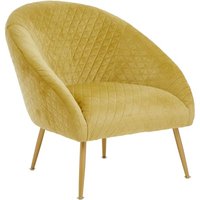 Tanya Velvet Occasional Chair With Gold Metal Legs In Gold