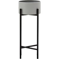 Tavira Small Metal Floor Standing Planter In Grey And Black