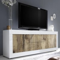 Taylor White Gloss TV Sideboard With 2 Door 2 Drawer In Pero