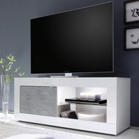 Taylor White Gloss TV Stand 1 Door In Cement With LED