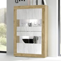 Taylor Wooden Display Cabinet 4 Doors In Cadiz And White With LED