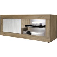 Taylor Wooden TV Stand 1 Door In Mercure And White With LED