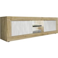 Taylor Wooden TV Stand 2 Doors In Cadiz And White With LED