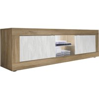 Taylor Wooden TV Stand 2 Doors In Mercure And White With LED