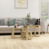 Tayvon Wooden Nest Of 3 Tables In Sonoma Oak