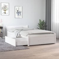 Teela Pine Wood Single Bed With Drawers In White