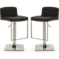 Baino Black Leather Bar Chairs With Chrome Footrest In A Pair