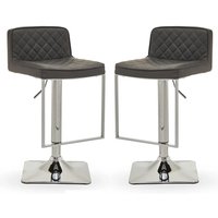 Baino Grey Leather Bar Chairs With Chrome Footrest In A Pair