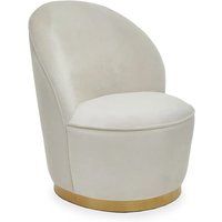 Teos Kids Cream Plush Velvet Swivel Tub Chair With Gold Base