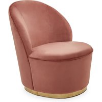 Teos Kids Pink Plush Velvet Swivel Tub Chair With Gold Base