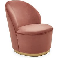Teos Pink Plush Velvet Swivel Tub Chair With Gold Base