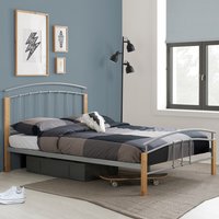 Tetra Metal King Size Bed In Beech And Silver